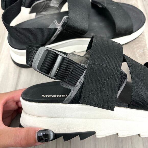 Merrell Sandals Women’s 9 Alpine Black Cushioned Strappy Backstrap - Picture 3 of 7